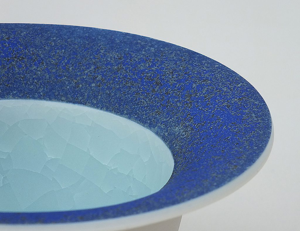 Blue bowl with textured rim